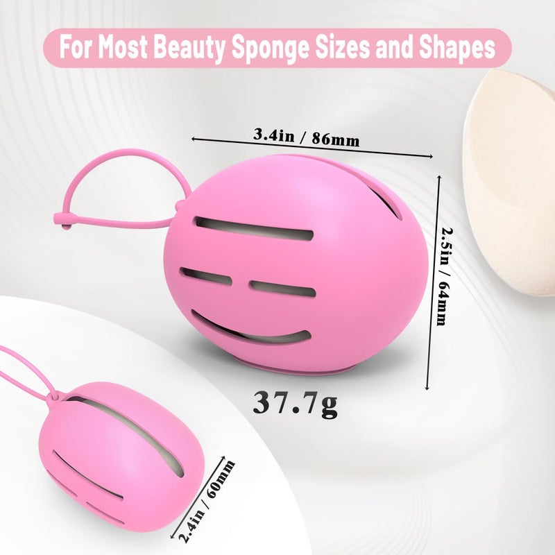YalsFTY Silicone Makeup Sponge Holder, Triple-Sided Breathable Beauty Blender Case for Travel and Daily Use, Shatterproof Storage, Quick-Drying, and Fits Sponges - Rose - Image 4